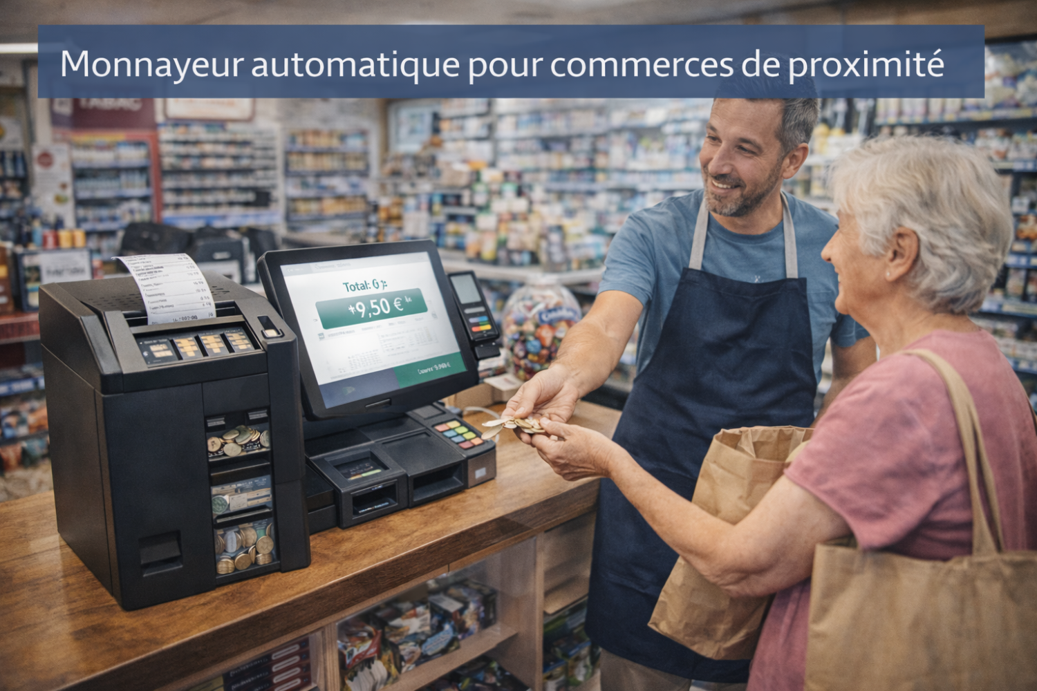 Monnayeur automatique pour commerces de proximité