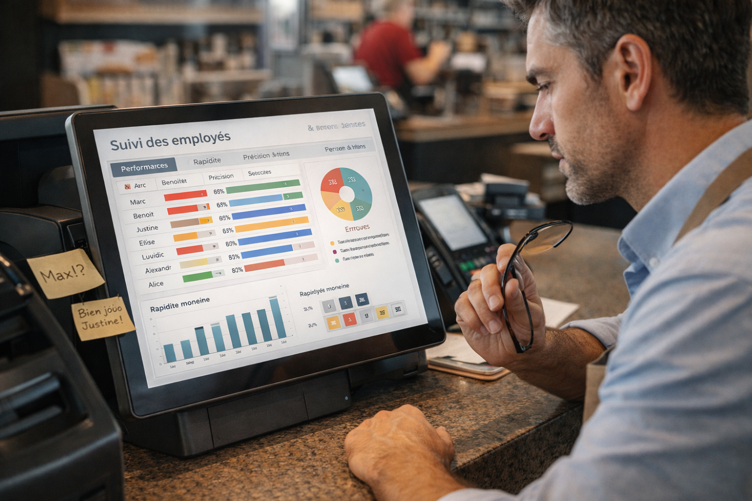 Caisse enregistreuse et gestion du personnel