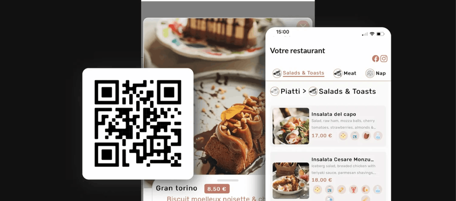 Menu digital par QR code avec mise à jour du menu