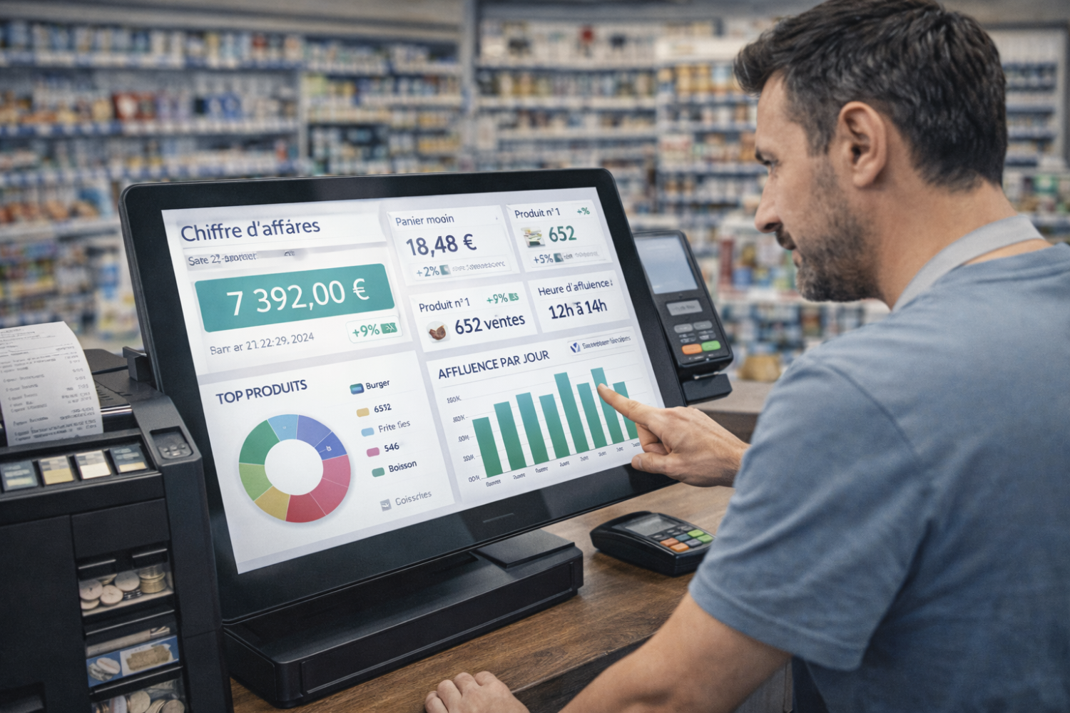 Caisse enregistreuse et analyse des ventes