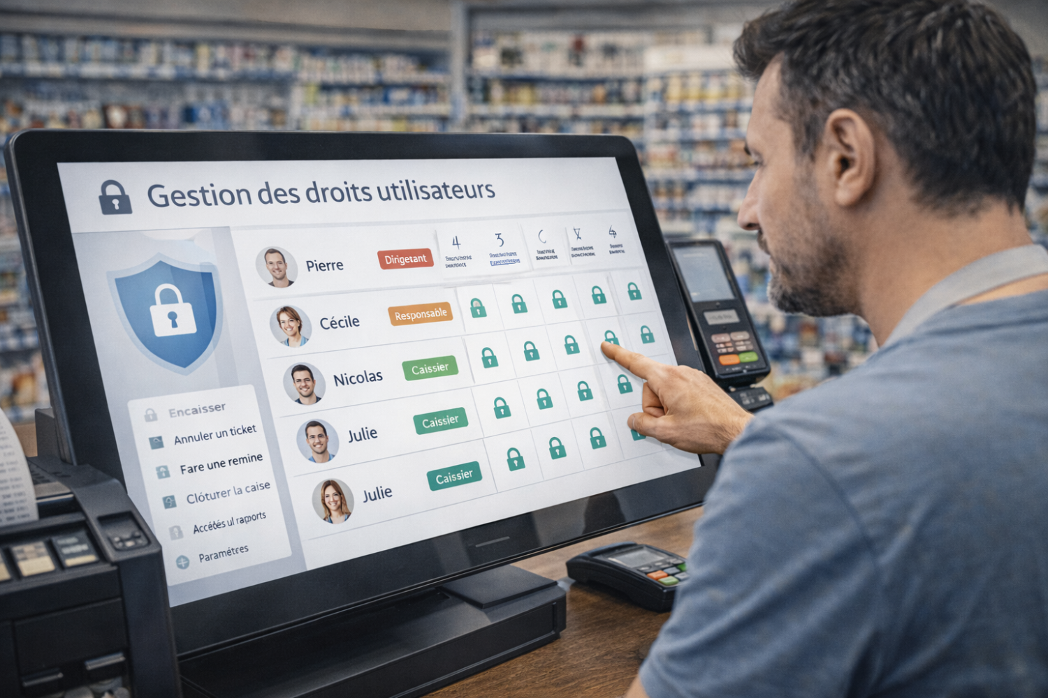 Gestion des droits utilisateurs dans un logiciel de caisse
