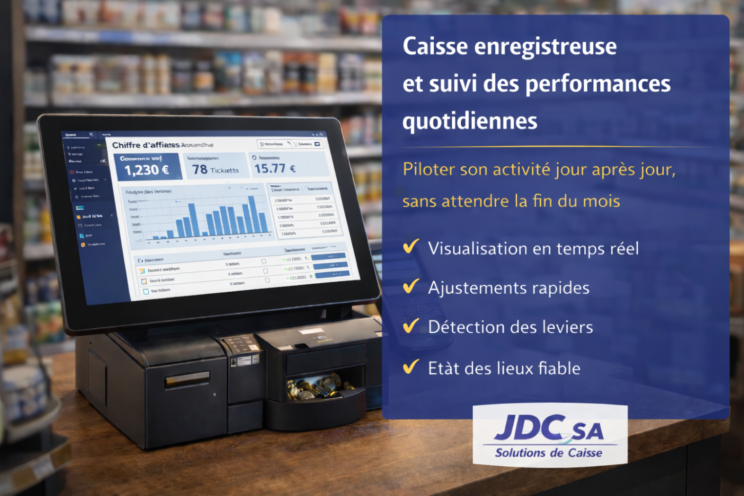 Caisse enregistreuse performances quotidiennes