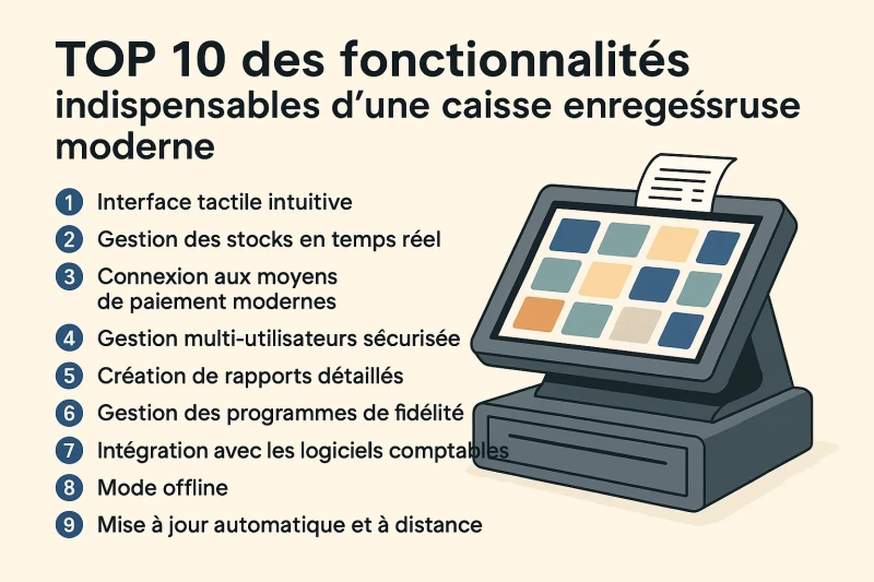 fonctionnalités caisse enregistreuse